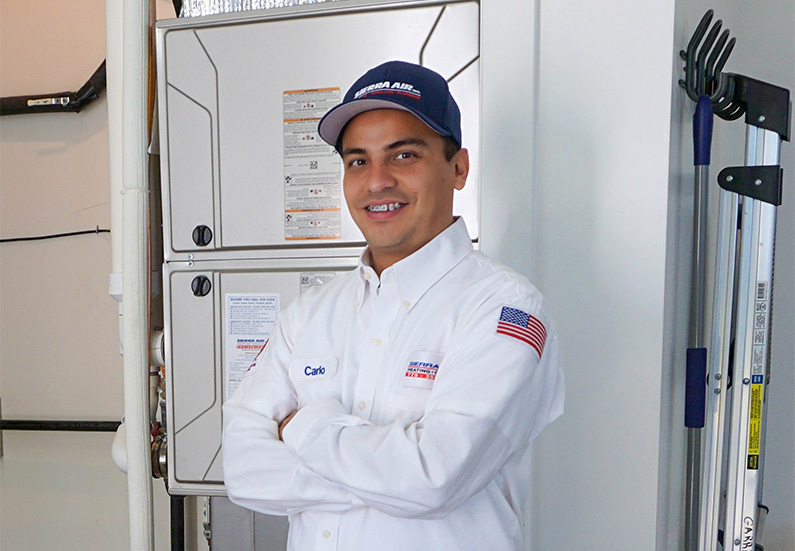 Sierra Air technician installing AC
