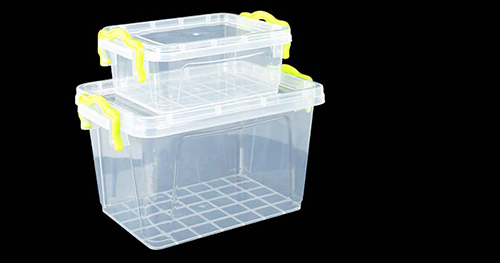 Image: Clear Storage Totes Used For Organization.
