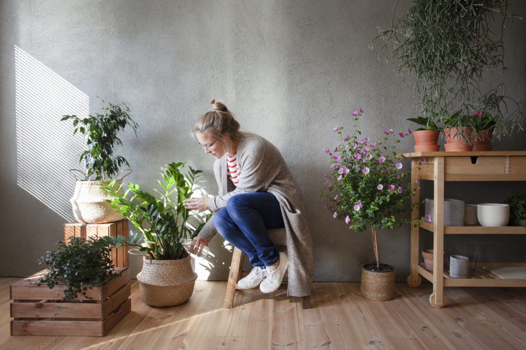 Woman Watering Her Plant